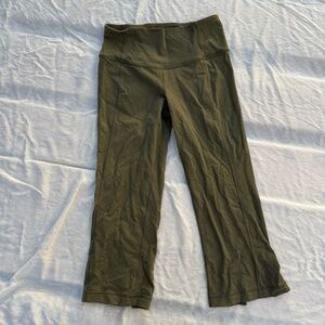 Lululemon Gather and Grow II Olive Green Split Hem Crop leggings size 4